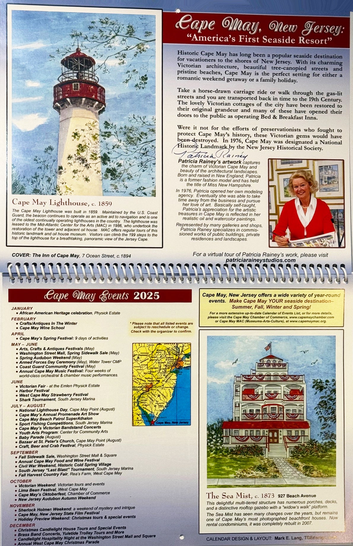 Cape May Watercolors 2025 Calendar Patricia Rainey Studios